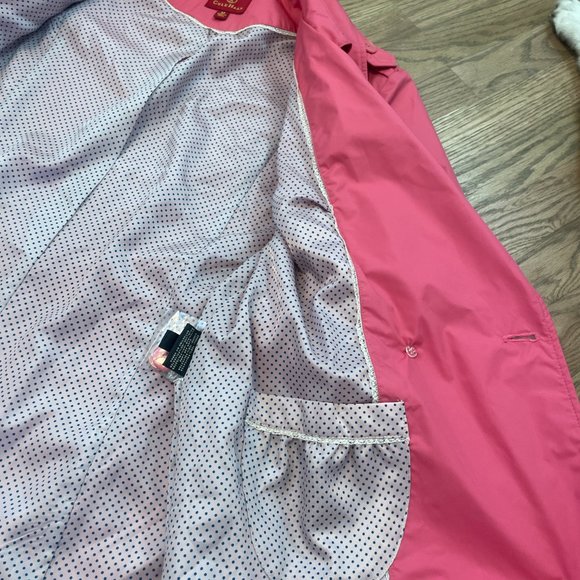 COLE Haan pink double breasted raincoat/trench coat with ties on sleeves, size M - Picture 10 of 15